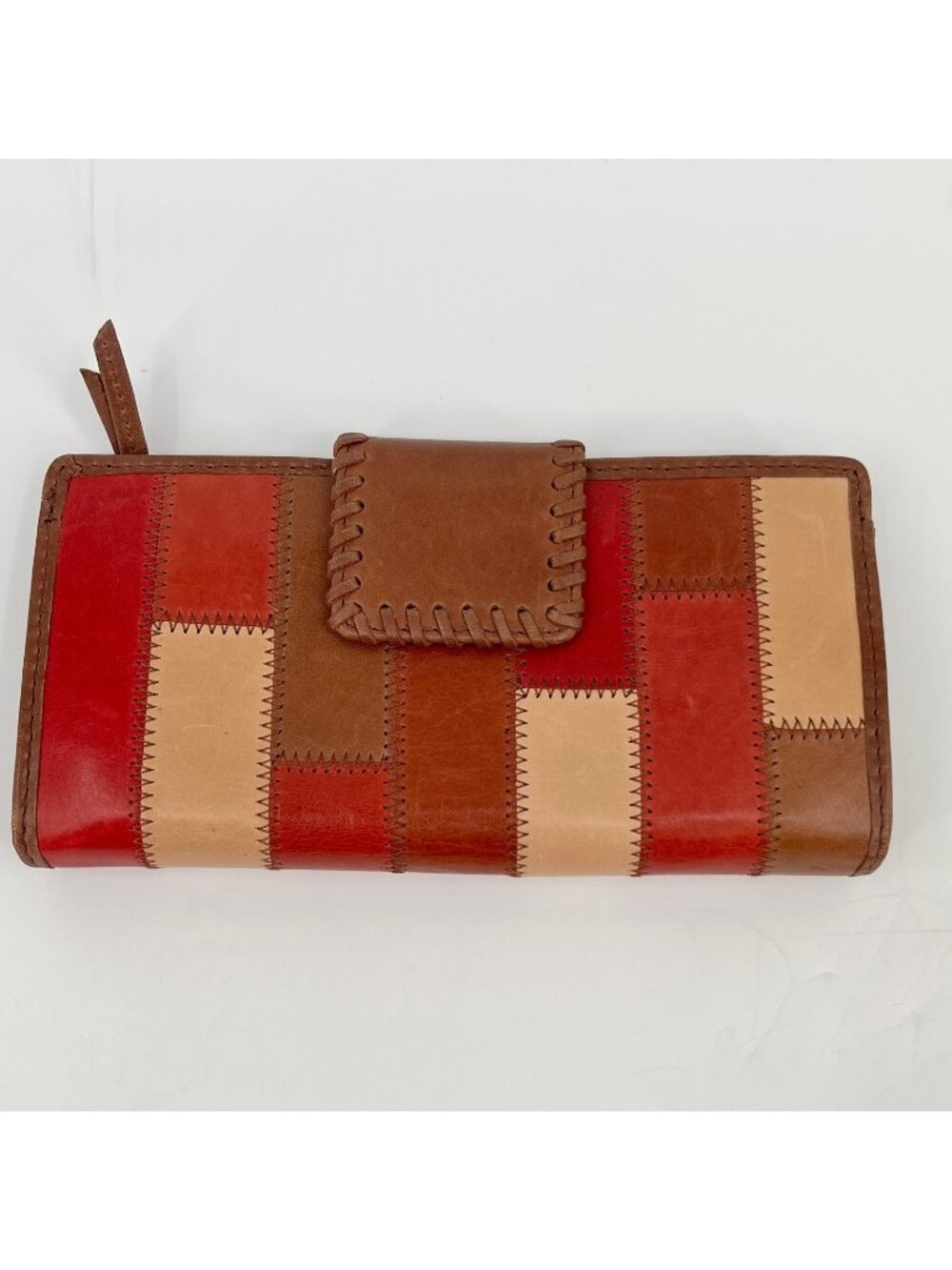 FOSSIL leather wallet, multi patchwork leather bi-fold wallet